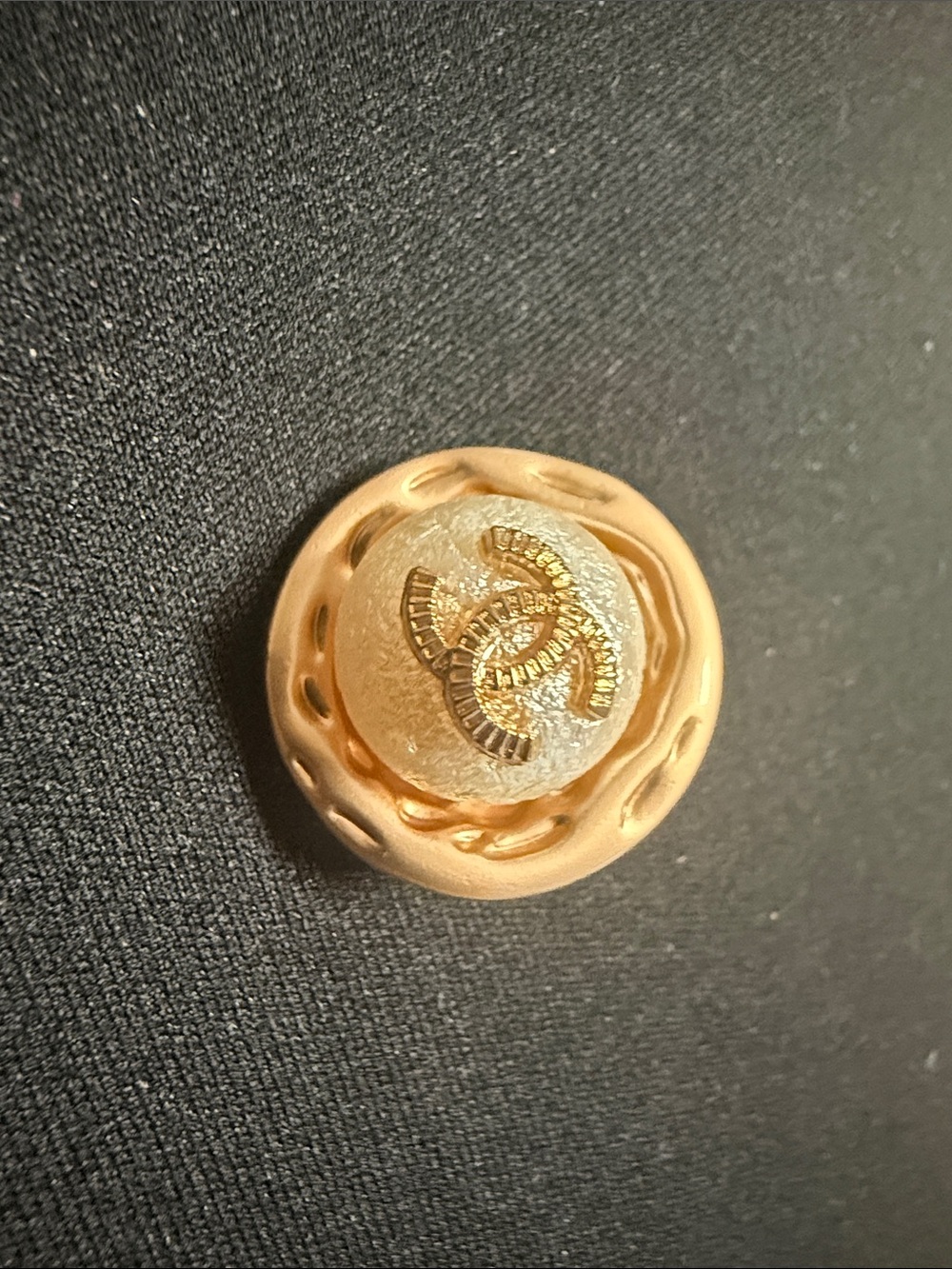 Gold and Pearl Logo Buttons / Brooches Set - Picture 3 of 8